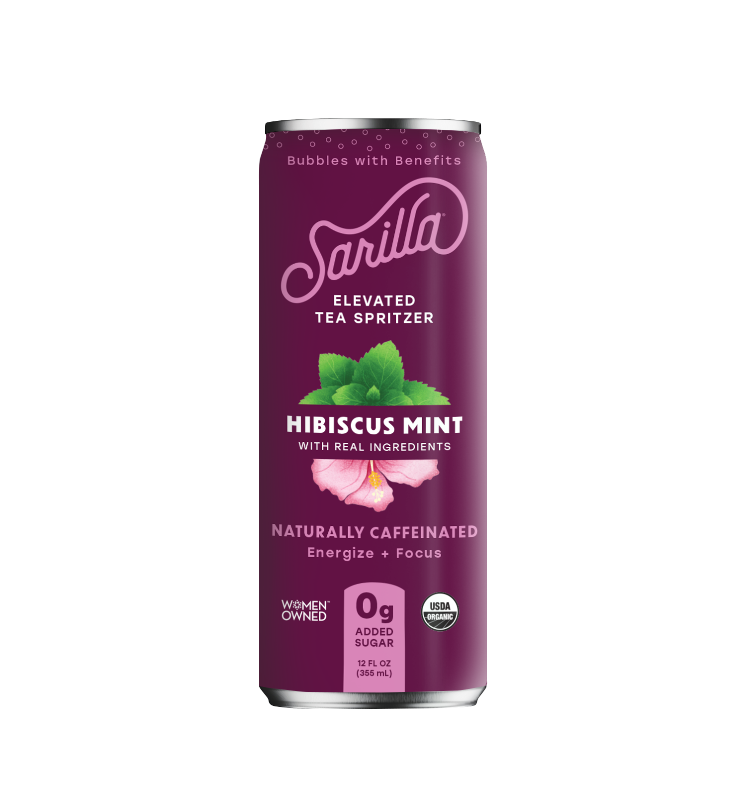 Organic Hibiscus Mint Tea Spritzer: 4-pack or 12 pack