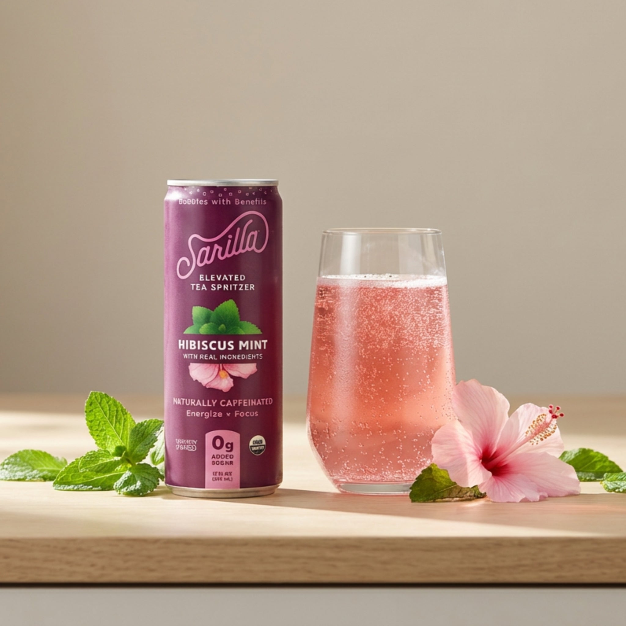 Organic Hibiscus Mint Tea Spritzer: 4-pack or 12 pack