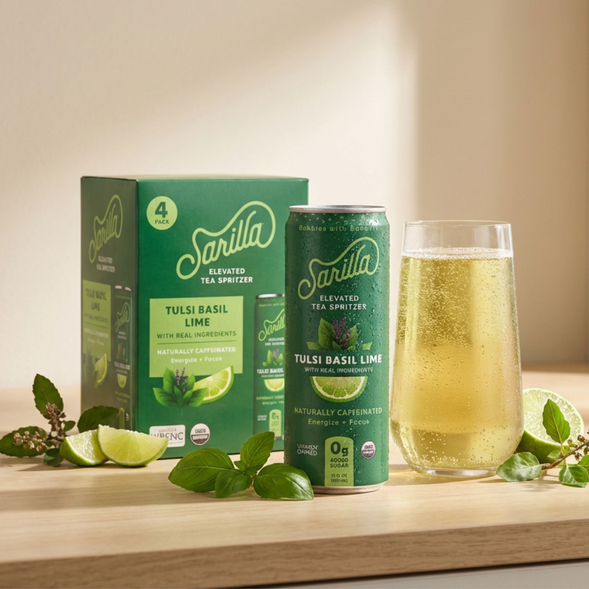 Organic Tulsi Basil Lime Tea Spritzer | Sparkling Tea Drink – Drink Sarilla